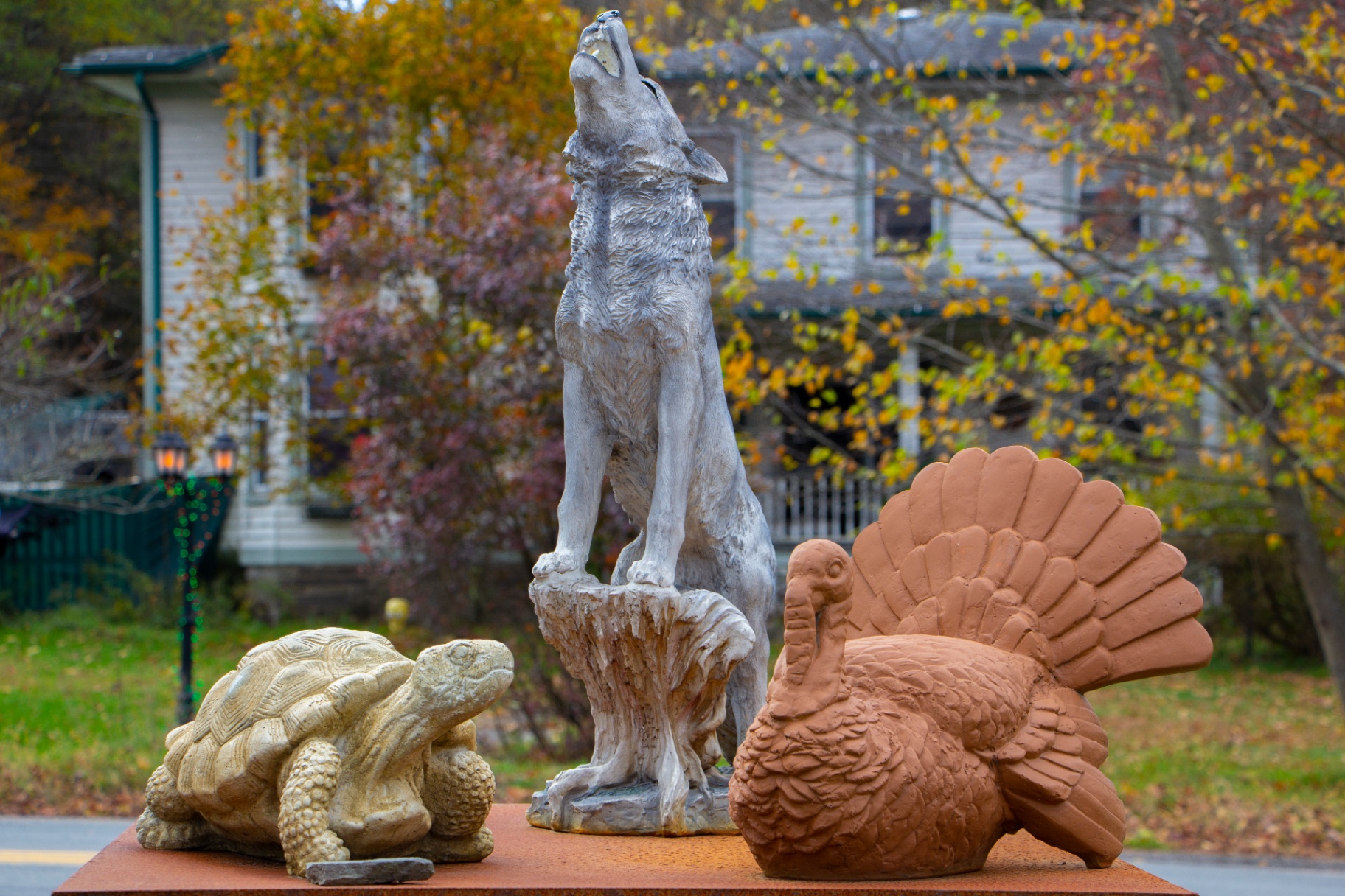 Colorful animal sculptures