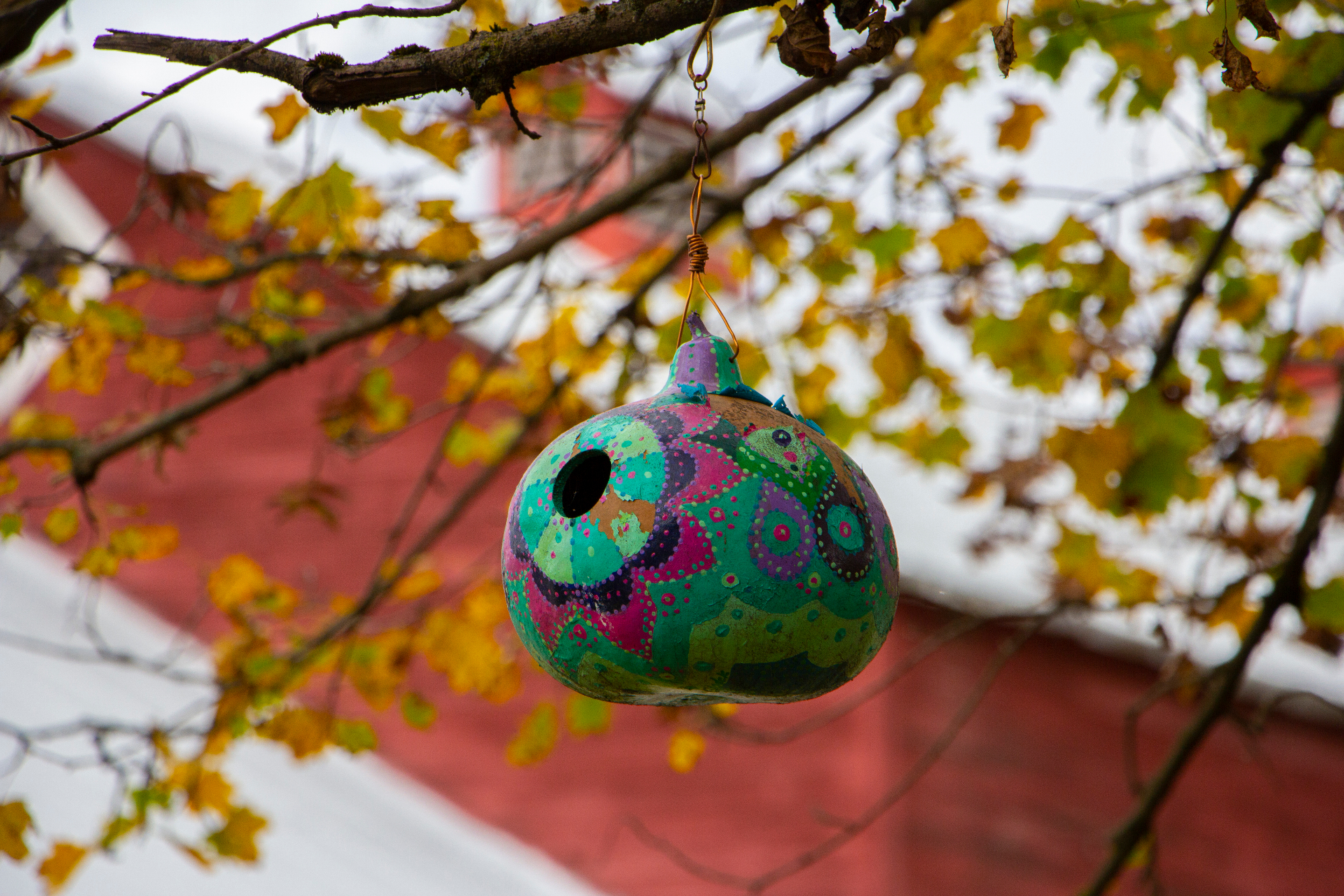 Decorative birdhouse sculpture